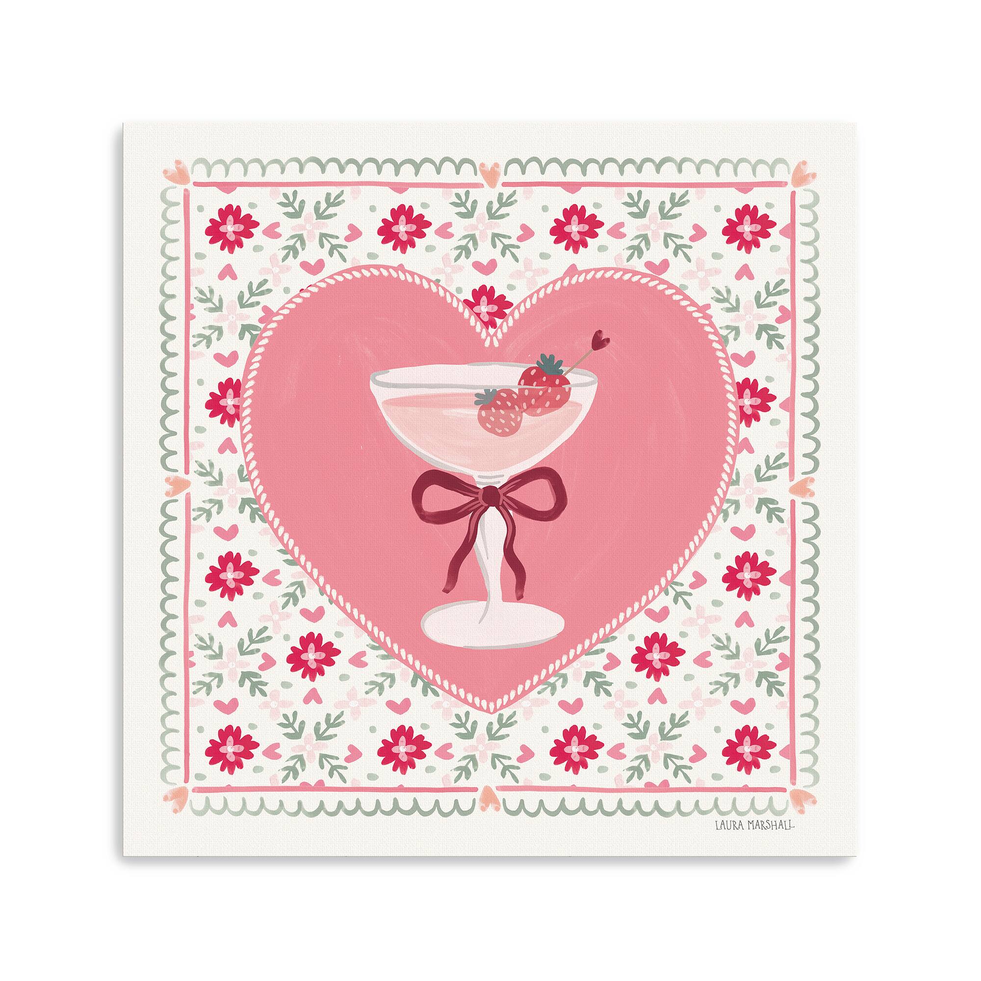 Blooming Hearts VI Cocktail Canvas Giclée Art